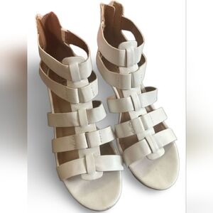 ANA White Strappy Wedge Sandals Size 6.5 Cork Heel Gladiator Style